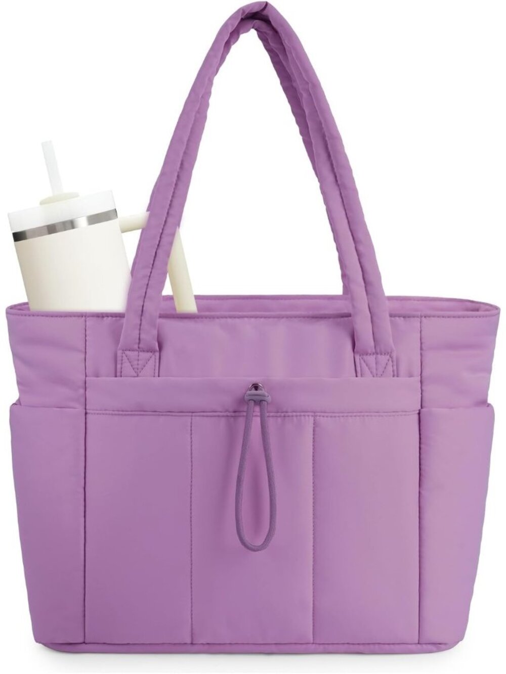 Women 09-purple Tote Bag with Cup Holder Laptop Sleeve Travel Work Bag